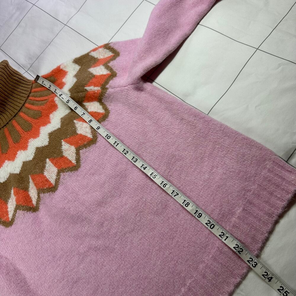 J.Crew Sweater Womens Small Pink Fair Isle Turtleneck Supersoft Yarn Wool Alpaca - Picture 8 of 8